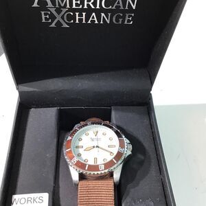 American Exchange Men's Silver and Brown Dive Watch